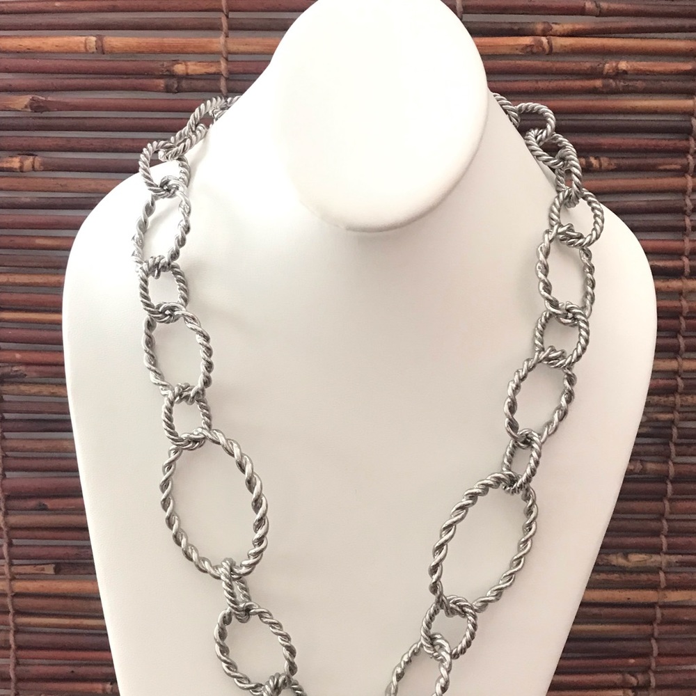 Chico's Large Cable Link Silver Tone Necklace - image 3